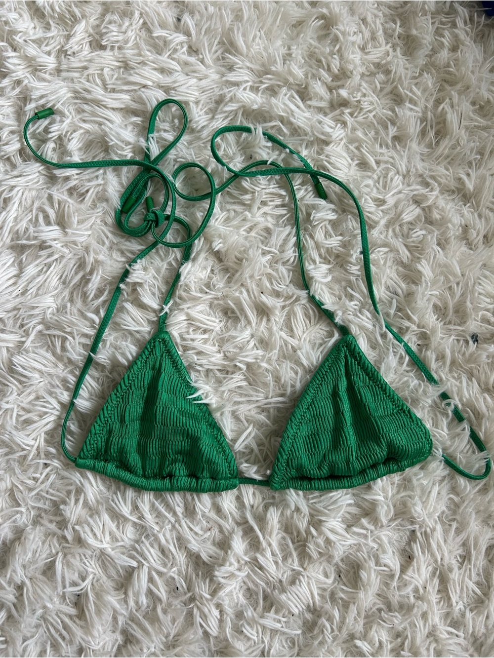 triangl swimwear Emerald Green Smocked Triangle Bikini Top
